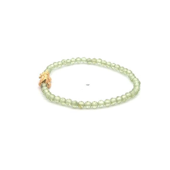 18K Gold Pixiu Piyao Bracelet Gemstone Mini Bead Peridot Microfaceted 4mm August - Picture 5 of 6